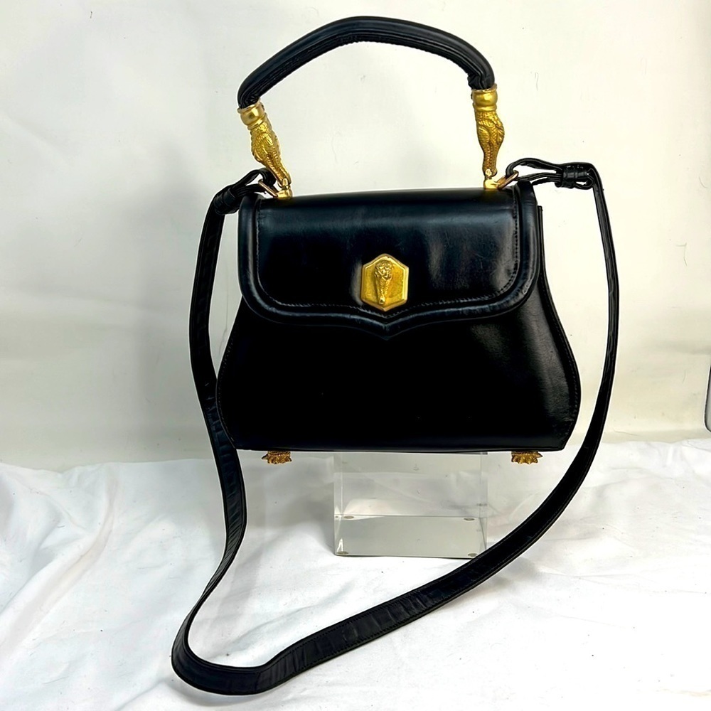 Barry Kieselstein Cord Black Leather 1990 Trophy Bag with Shoulder Strap